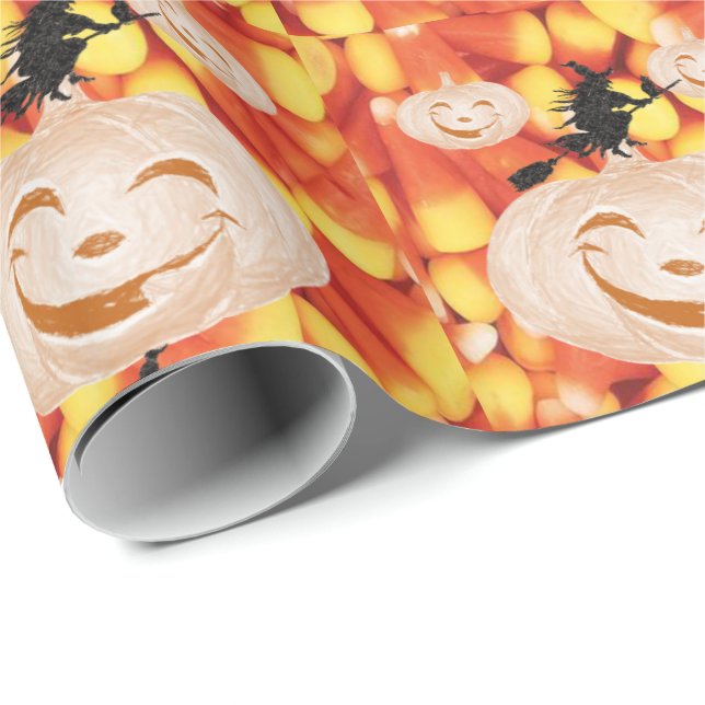 Halloween Wrapping Papper, Pumpkin Presentpapper (Rullad Hörn)