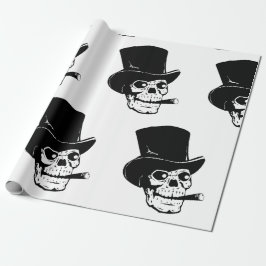 HALLOWEEN WRAPPING PAPPER SKULL MED TOP HAT PRESENTPAPPER