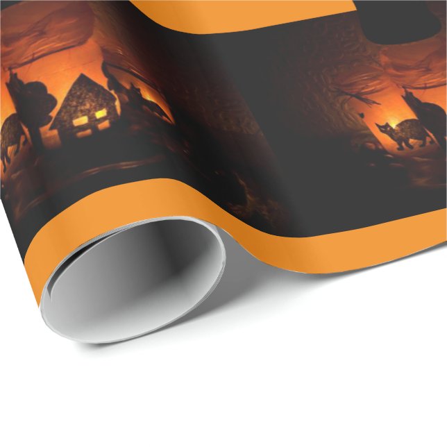 Halloween Wrapping Papper, svart katt Presentpapper (Rullad Hörn)