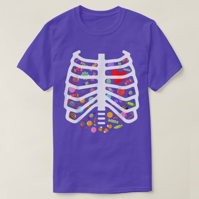 Halloween Xray Skeleton Rib Cage Heart Candy Kids T Shirt (Design framsida)