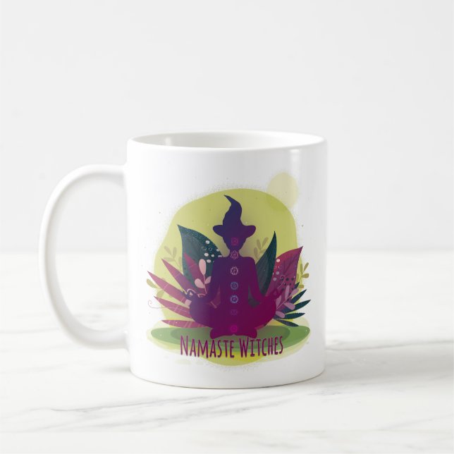 Halloween Yoga Namaste Witches Kaffemugg (Vänster)