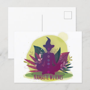 Halloween Yoga Namaste Witches Vykort