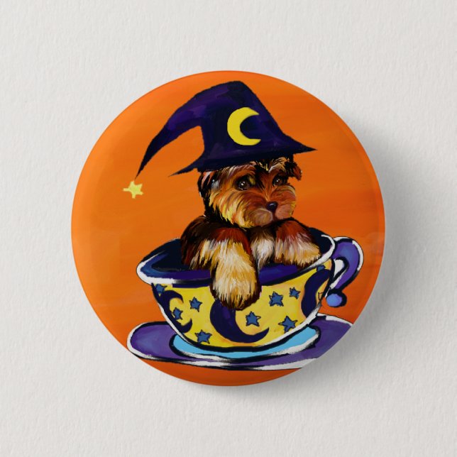 Halloween Yorkie Poo Knapp (Framsida)