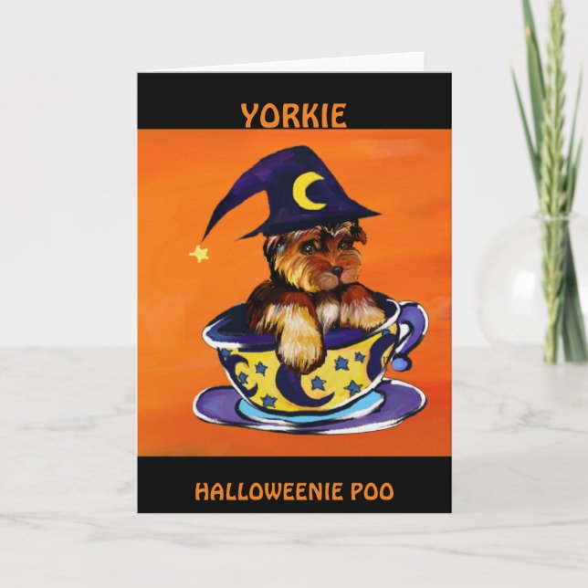 Halloween Yorkie Poo Kort (Framsida)