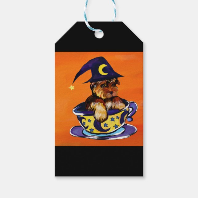 Halloween Yorkie Poo Presentetikett (Framsidan)