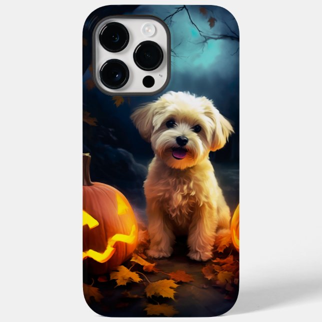 Halloween Yorkipoo med pumpor (Baksida)