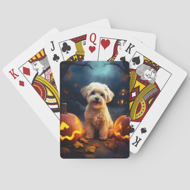 Halloween Yorkipoo med pumpor Casinokort (Baksidan)