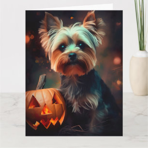 Halloween Yorkshire Terrier with pumpkins Scary Kort