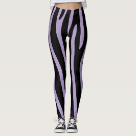 Halloween Zebra ränder Black & Lavender Leggings