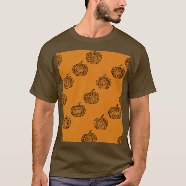 Halloween zentangle pumpkins Autumn Thanksgiving T Shirt (Framsida)
