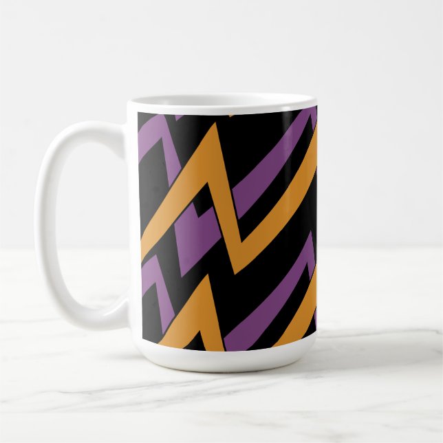 Halloween Zig Zags Orange Lila Kaffemugg (Vänster)