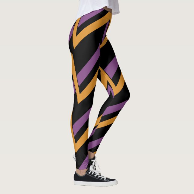 Halloween Zig Zags Orange Lila Leggings (Höger)