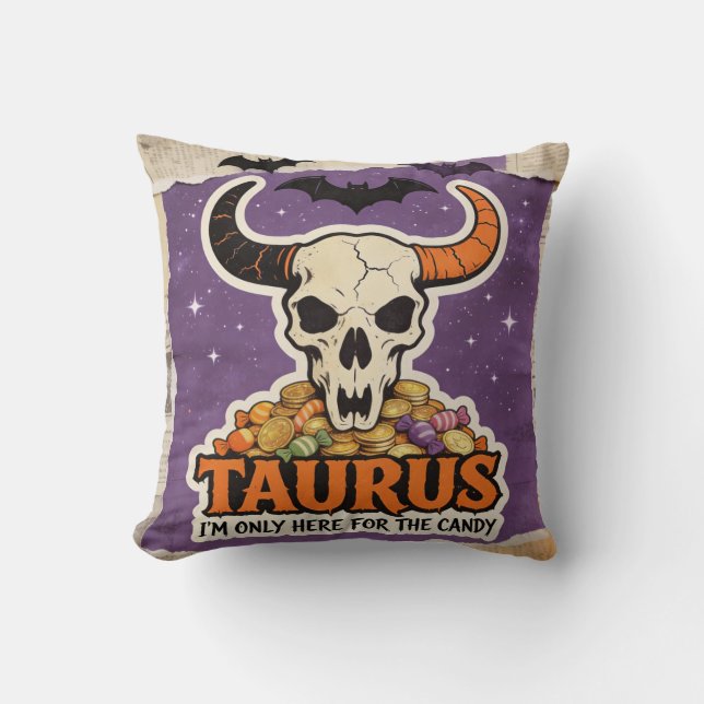 Halloween Zodiak Oxe Skelett Födelsedagspresent Kudde (Framsida)