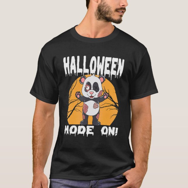 Halloween Zombie Animal Halloween Panda T Shirt (Framsida)