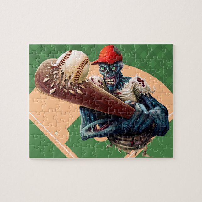 Halloween Zombie Baseball Slugger Funny Sports Pussel (Horisontell)