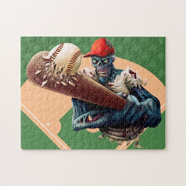 Halloween Zombie Baseball Slugger Funny Sports Pussel (Horisontell)