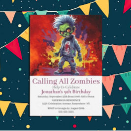 Halloween Zombie Boy Party Inbjudningar