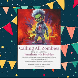 Halloween Zombie Boy Party Inbjudningar