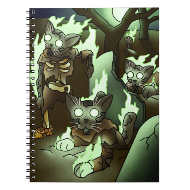 Halloween Zombie Cats Anteckningsbok (Framsidan)