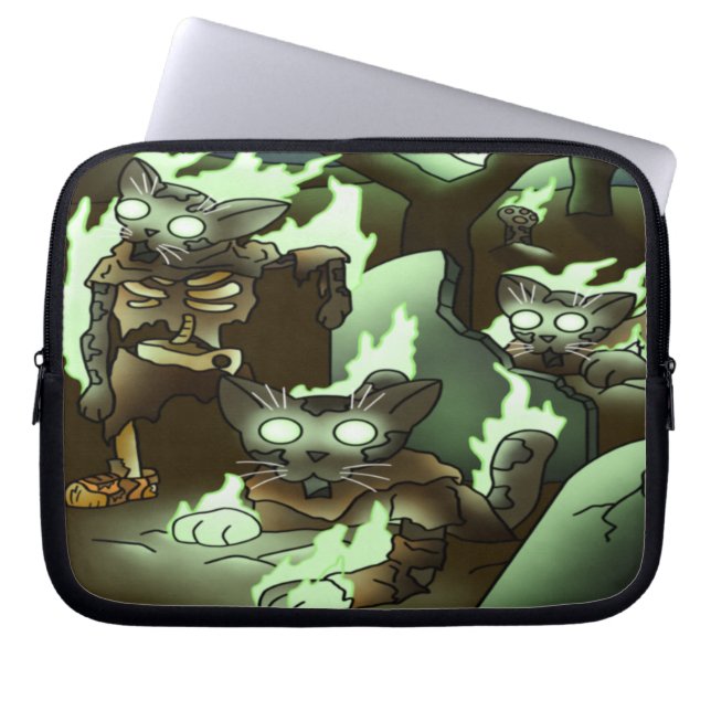 Halloween Zombie Cats Laptop Fodral (Framsidan)