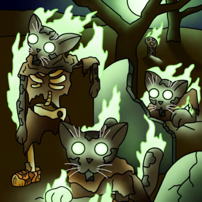 Halloween Zombie Cats Magnet (Skapare uppladdad)
