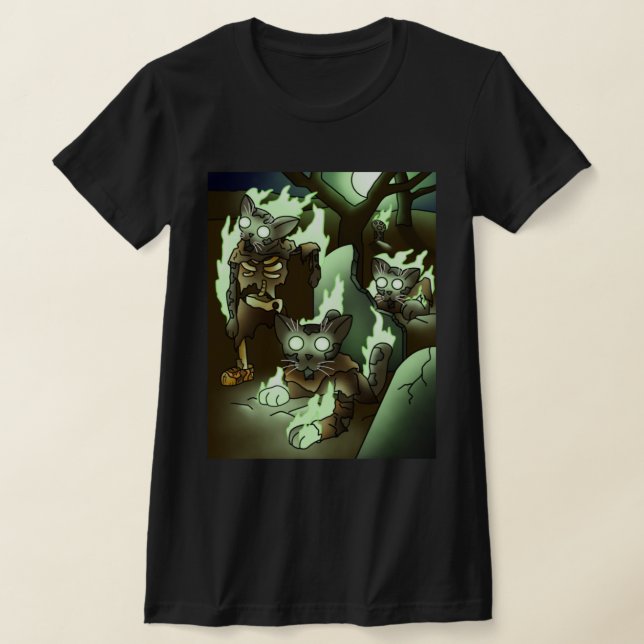 Halloween Zombie Cats T Shirt (Laydown)