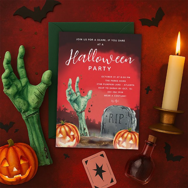 Halloween Zombie Cemetery Party-inbjudan Inbjudningar (Skapare uppladdad)