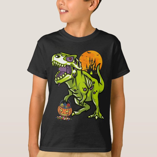 Halloween Zombie Dinosaur Gift för barn Boys Girls T Shirt (Framsida)