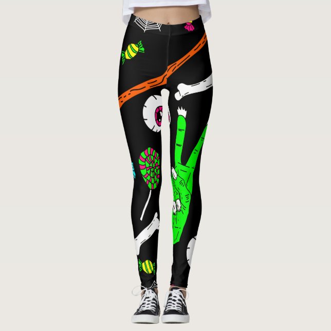 Halloween zombie-döskallar leggings (Framsida)