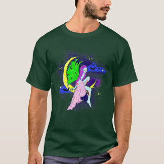 Halloween Zombie Fairy Sitta på Måne Flytande T Shirt