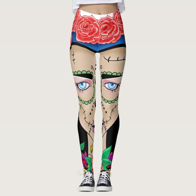 Halloween Zombie flicka med krona i ro Leggings (Framsida)