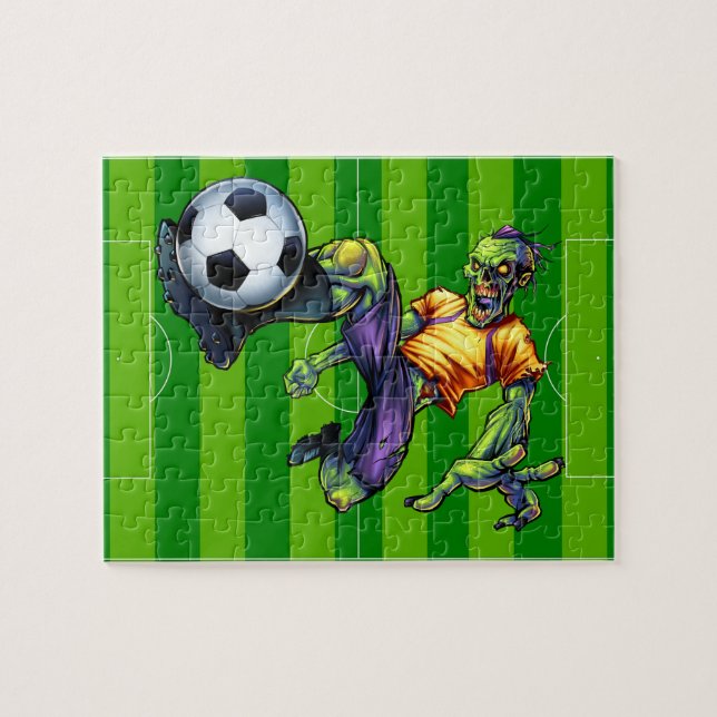 Halloween Zombie Fotboll Forward Spelare Sport Pussel (Horisontell)