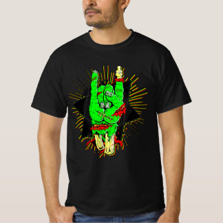 Halloween Zombie Grönt Hand Bones Blood Sten på T Shirt