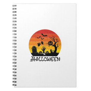 Halloween Zombie Hand Gravsten Träd Svart Katt Fla Anteckningsbok