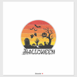 Halloween Zombie Hand Gravsten Träd Svart Katt Fla Klistermärken