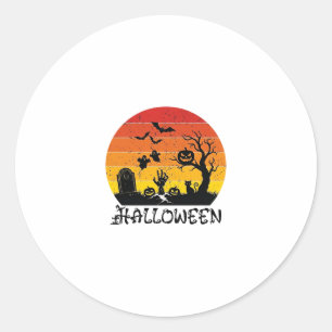 Halloween Zombie Hand Gravsten Träd Svart Katt Fla Runt Klistermärke