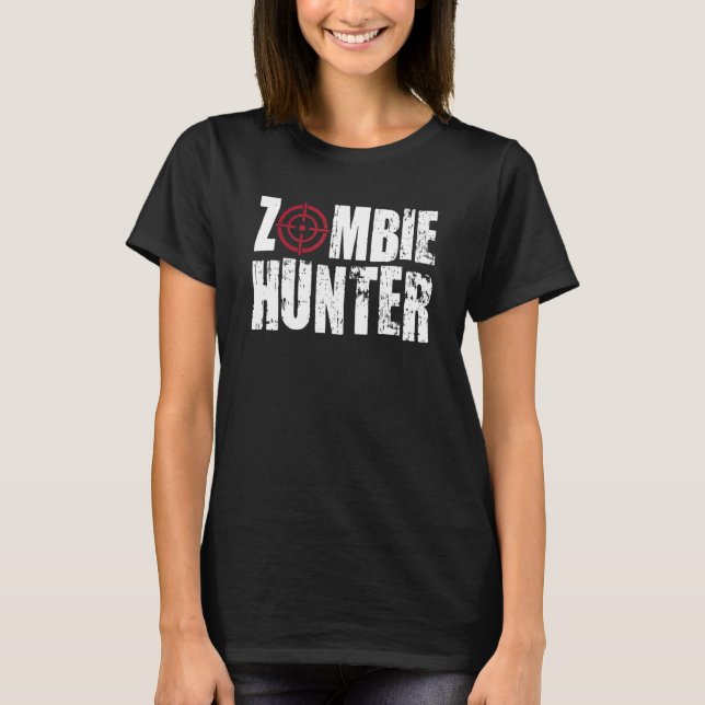 Halloween Zombie Hunter Zombies T Shirt (Framsida)