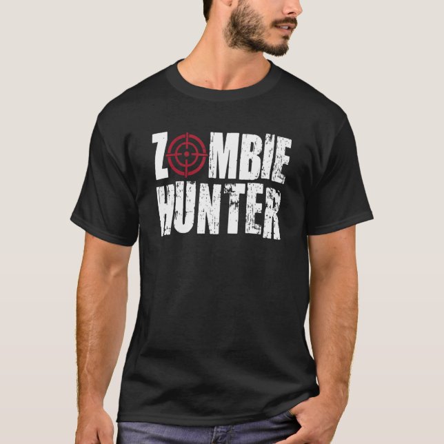 Halloween Zombie Hunter Zombies T Shirt (Framsida)