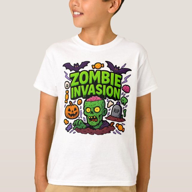 Halloween Zombie Invasion Clothes Cute Unisex T Shirt (Framsida)