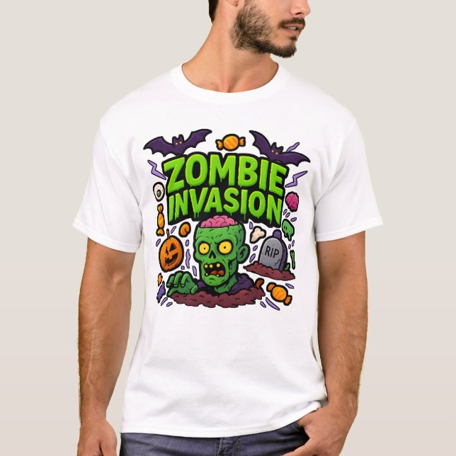Halloween Zombie Invasion Clothes Cute Unisex T Shirt (Framsida)
