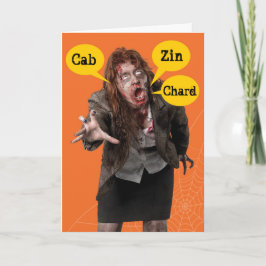 Halloween Zombie Lycklig Hallowine Wino Kort