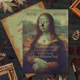 Halloween Zombie Mona Lisa Scary Spooky Party Inbjudningar