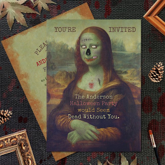 Halloween Zombie Mona Lisa Scary Spooky Party Inbjudningar (Skapare uppladdad)
