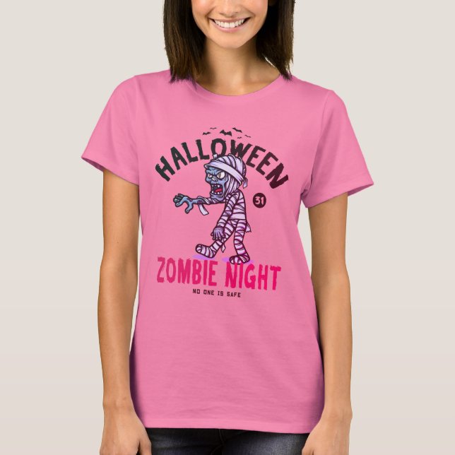 Halloween Zombie Night T Shirt (Framsida)