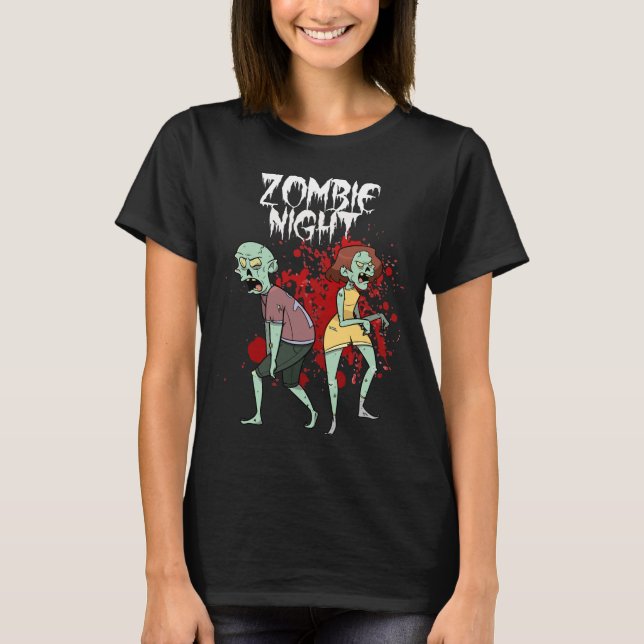 Halloween Zombie Night T Shirt (Framsida)