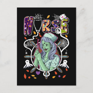 Halloween Zombie Nurse Stethoscope Medical Worker Vykort