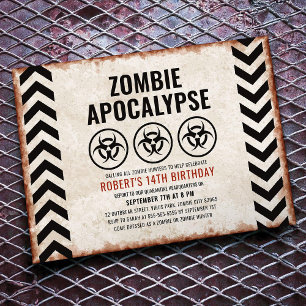 Halloween zombie party med biofaroikoner inbjudningar