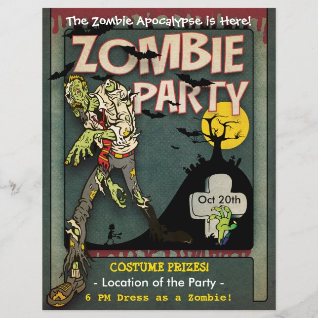 Halloween Zombie Party Reklamblad (Baksidan)
