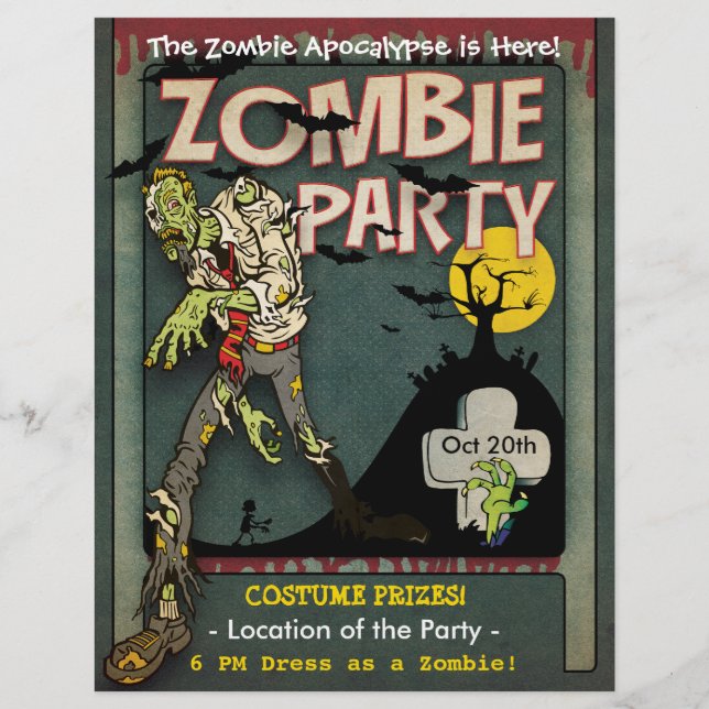 Halloween Zombie Party Reklamblad (Baksidan)