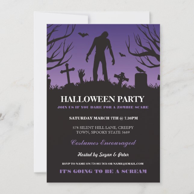 Halloween Zombie Party Spooky Graveyard-inbjudan Inbjudningar (Framsida)